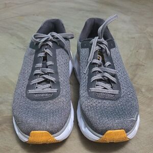 Hoka One One Gray and Yellow Athletic Shoes